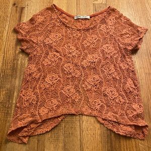 Rust Orange Colored Lace Shirt
